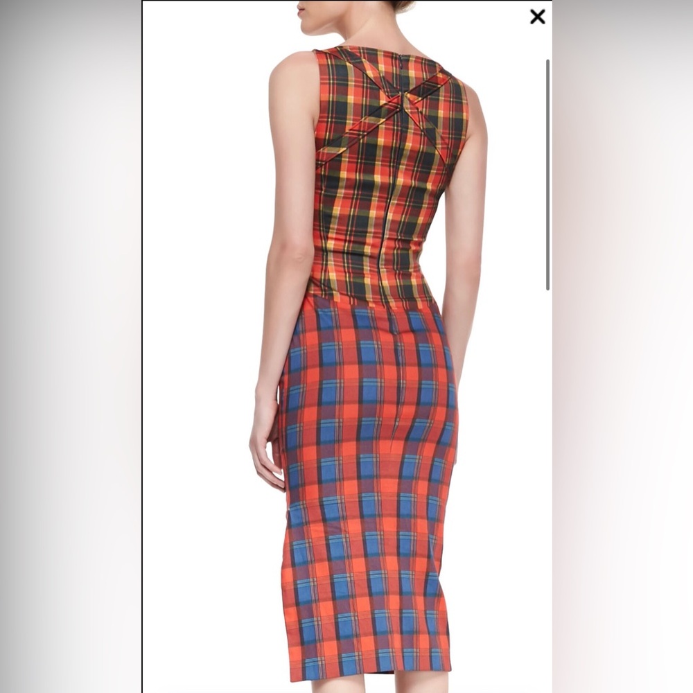 Luxury Brand Altuzarra Size 4 Multi Plaid MIDI Dress